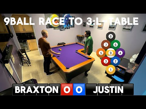 9 ball on L-shape pool table!