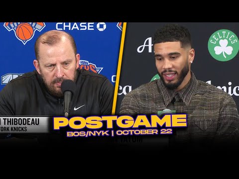 Celtics/Knicks Postgame: Thibs, Tatum, Brown, Hoeford, Mazzulla Interviews | Oct 22, 2024