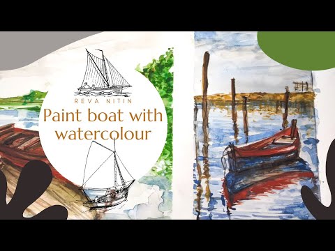 Painting a boat in watercolour | Watercolor Painting landscape#watercolours