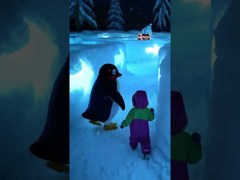 Penguin & Babies Explore a Glowing Snow Maze! 🐧✨❄️ #Shorts