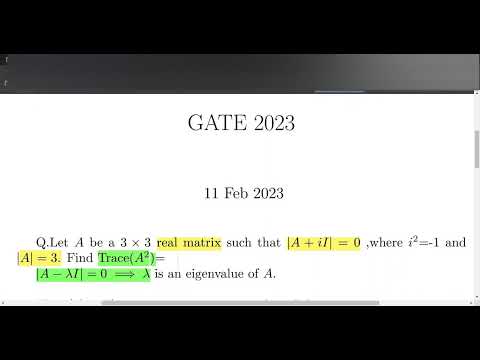 GATE 2023 Linear Algebra ; MA