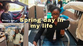 Spring vlog ♡ driver's test, ear piercing, shopping