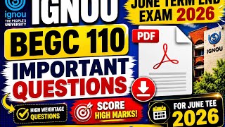  IGNOU Begc 110 important questions pdf for june term end exam 2026 ! IGNOU begc 110 class 