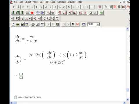 Second derivative implicit function
