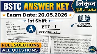 BSTC Answer key PRE  DELED 2026 Answer key Nikunj Hindi Classes Pawan sir 