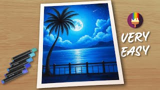 Easy Pastel Night Sky: Moon & Clouds Painting Tutorial