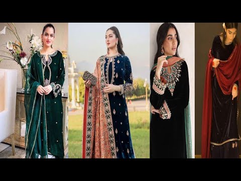 latest Velvet dress designs from scratch 2023-24||self design trendy velvet suits and gown, #viral