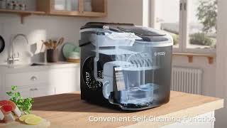 ecozy Portable Countertop Ice Maker, 8 Cubes in 6 Mins, 26lbs/Day IM-BS262C