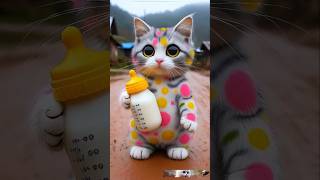 🥰 Beautiful Love Dot Cute Cat 😘🤤 Drinking milk Love kitten🍼 Dudi dudi dum dum 141 #Cute #Cat #shorts