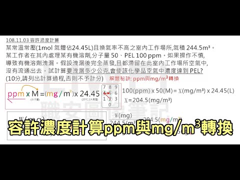容許濃度計算ppm與mg/m3轉換｜liwei職安圖像記憶筆記