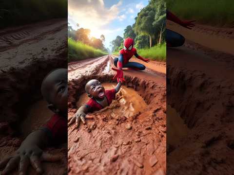 Spider-Man helps a child who has fallen in the mud #avengers #sirenheadhulk #spiderman