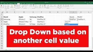 Drop Down based on another cell | Dependent Data validation | Microsoft Excel Tutorial