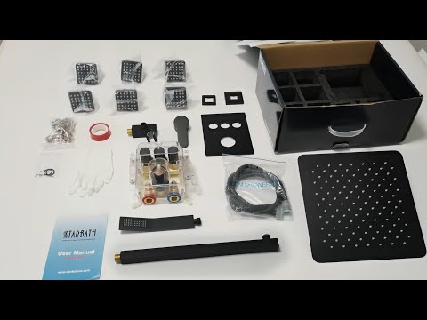 STARBATH Wall Mounted Shower System with 6 Body Jet Push Button Matte Black Unboxing