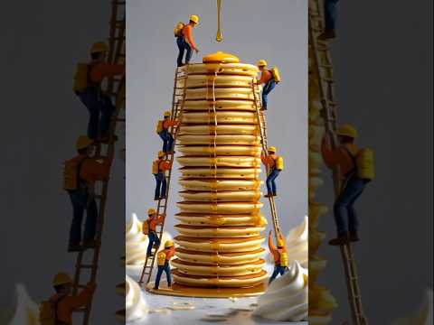 Pekerja Miniatur Menghias Pancake Raksasa!! 🥞✨ #MiniatureWorkers #FoodArt #trendingshorts #cooking