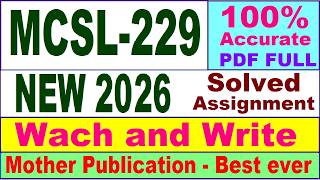 MCSL 229 solved assignment 2026 in English || mcsl 229 solved assignment 2026 || ignou mcsl229