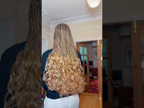French curl braids 🔥🔥 #braids #blondebraids #braidstyles #protectivestyles #knotlessbraids #curls