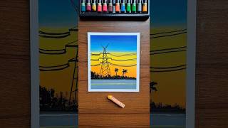 Easy Road Scenary Painting | Oil Pastel  #artshorts #easytutorial #acrylicpainting #oilpasteldrawing