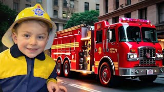 Fire Trucks For Kids 🚒 Oliver and Lucas explore a  Fire Museum 🔥 Fire Station Tour