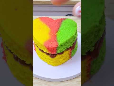 Mini Rainbow KitKat Heart Cake 🌈❤️ | Satisfying Candy Cutting Challenge