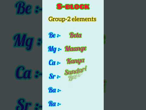 S-block group 2 elements Trick #periodictabletricks #chemistrytricks #inorganictricks#chemistryshort