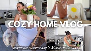 HOME VLOG 🏡💕 cozy & productive summer day in Montreal, Banana matcha recipe