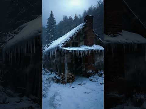 Abandoned Wooden House in the Forest | Relax with the Sound of a Snowstorm in a Harsh Winter Forest