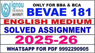 BEVAE 181 solved assignment 2025-26 in English | bevae 181 solved assignment 2026 | bevae181 2025-26