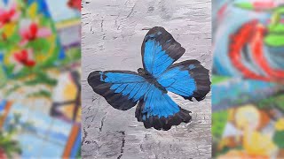 Acrilic Painting  🎨 BLUE BUTTERFLY 🎨| How to Draw | Magic Paintings