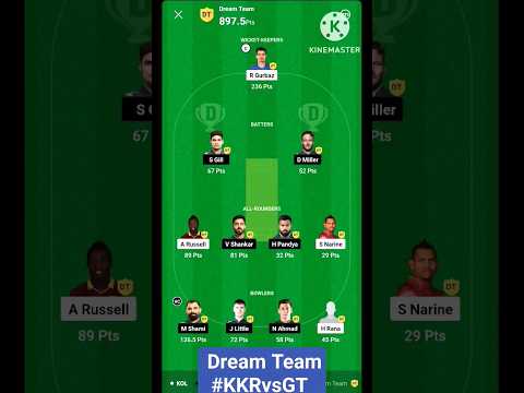 KKR vs GT || Grand League  Team  #dream11 #GT #kkr