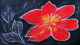 Acrilic Painting  🎨 RED FLOVER 🎨| How to Draw | Magic Paintings