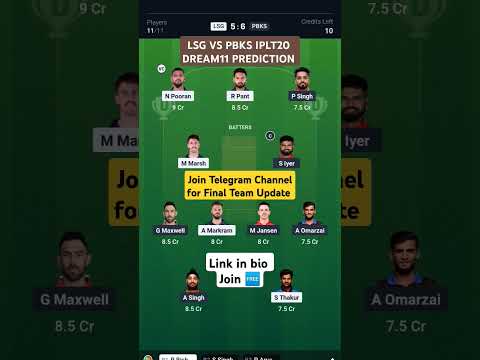 LSG VS PBKS IPLT20 MATCH PREDICTION| LSG vs PBKS Dream11 Prediction| PBKS vs LSG Dream11 Team