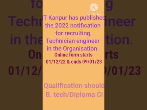 IIT Kanpur recruitment 2022 | junior Technician IIT kanpur 2022 | Civil Engineer fresher jobs update