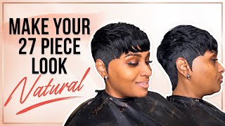 How to Make a 27 Piece Pixie Quick Weave Look Natural | HEATLESS METHOD | Beginner Friendly