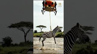 Zebra Swept Away by Flood ⛔ Dramatic Helicopter Rescue! #ZebraRescue #AnimalRescue #HelicopterRescue