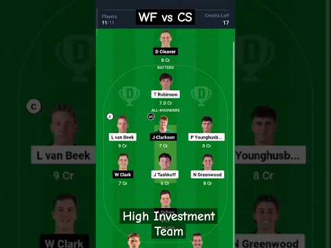 WF vs CS High investment Dream 11 Team #supersmasht20 #wfvscs #dream11 #dream11team #shorts #cricket