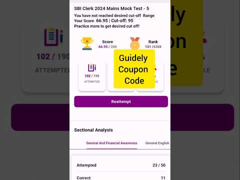 🤭Guidely Sbi Clerk mains mocktest no.5 | Guidely Pdf bundle coupon code |Guidely coupon code #shorts