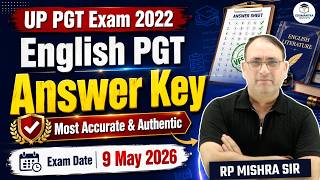 UP PGT English Answer Key 2022 | English PGT Paper Solution | UP PGT Today Answer Key| RP Mishra Sir