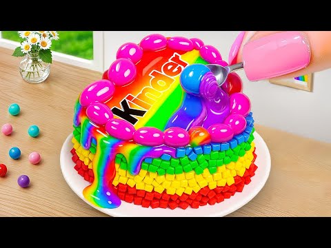 Dripping Rainbow Chocolate Kinder Cake 🍥 Miniature Cake Challenge 🧁 Cake In Wonderland