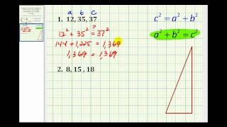 Example:  Determine if a Triangle is a Right Triangle Given the Length of 3 Sides