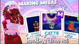 Making megas & Neons in Adopt me! | Inventory Clean out!! #adoptme #robloxadoptme