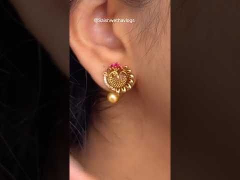 3 D Gold Stud Peacock Earrings Design #yt #shots #new #trending #gold