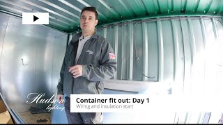 Container project: Internal fit out day 1, some insulation and wiring using magnets