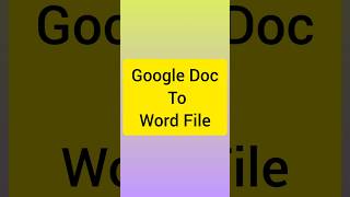 How to Download Google Doc To Word File? #techtips #techtipsandtricks #googledoc #tips