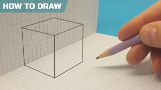 How to Draw a Cube 3D in 2 minutes - Anamorphic illusion