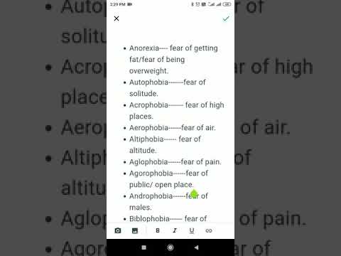 One word substitutions denoting phobias