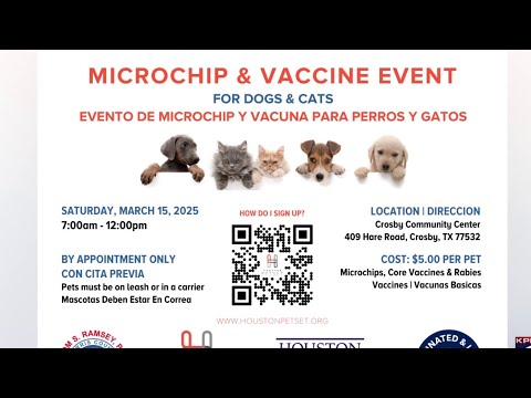 Affordable microchip and vaccine event for pets in Houston