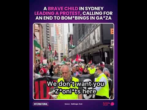 A brave child in Sydney leading a protest, calling for an end to bombings in Gaza