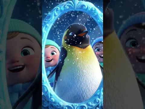 Penguin Plays Peekaboo with Magic Snow Mirrors! 🐧❄️✨ #shorts