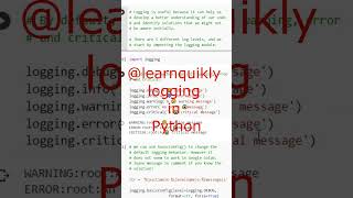 Logging in Python #python #education #programming #pythons #foryou #foryoupage #fy #fyp #colab