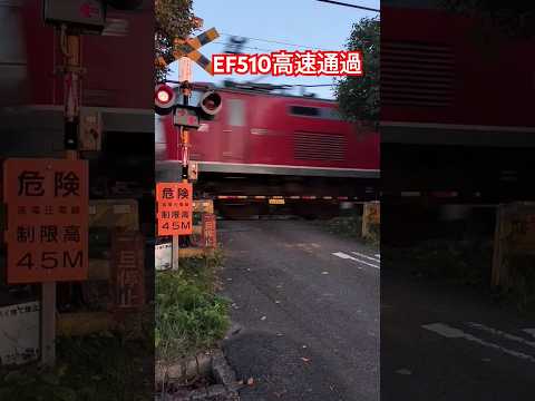 EF510夕日に照らされながら通過#鉄道 #通過 #貨物列車 #ef510 #train #高速通過#踏切